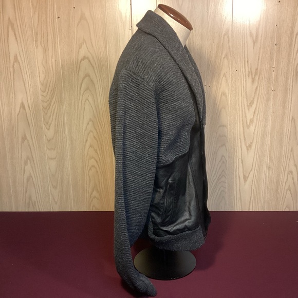 Vintage Deerskin Trading Post Leather & Wool Cardigan Sweater mens size Large - Picture 8 of 9